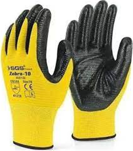 SGS ZEBRA - 10 ( NİTRİL ELDİVEN ) (2121) SARI